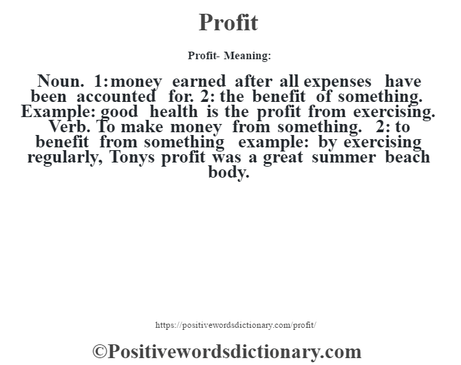 profit dictionary