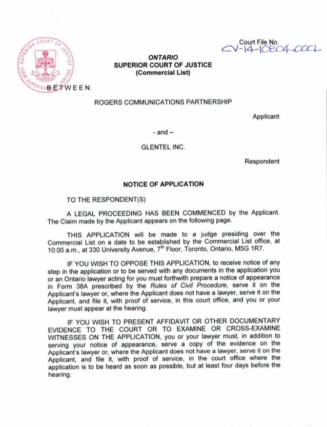notice of application ministry of justice