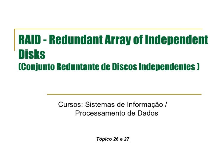 redundant array of independent disks pdf
